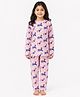 Anthrilo 100% Pure Cotton Knit Full Sleeves Horse Printed Coordinating Tee & Pajama Night Suit - Pink