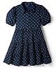 Pine Kids Cotton Woven Half Sleeves Frock With Polka Dot -Navy Blue