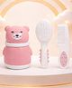 The Cheeky Kidzz Baby Powder Puff Container Box With Dotted Print Hair Care Comb and Brush Set for Babies (Pink)