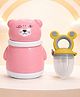The Cheeky Kidzz Baby Powder Puff Bear Container With Fruit Feeder Nibbler Soother Teether BPA Free (PINK)