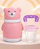 The Cheeky Kidzz Baby Powder Puff Animal Print Container With Star Print Fruit Feeder Nibbler Sooother Teether BPA Free (PINK)