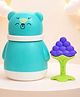The Cheeky Kidzz Baby Powder Puff Container Cute Bear Design Storage with Soft Silicone Fruit Teether BPA Free (SEA GREEN)