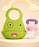 The Cheeky Kidzz Baby Soft Silicone Feeding Bib Adjustable Waterproof Easy Clean Cute Face Apron With Fruit Soother Feeder Nibbler Teether BPA Free