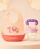 The Cheeky Kidzz Baby Soft Silicone Printed Feeding Bib Adjustable Waterproof With Fruit Feeder Nibbler Teether BPA Free (RED)