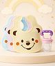 The Cheeky Kidzz Baby 3 Reusable Adjustable Snap Button Closure Cotton Cute Animal Face Print Bibs With 1 Fruit Feeder Soother Nibbler Teether BPA Free (0 To 24 Months)