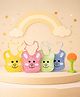 The Cheeky Kidzz Baby 4 Feeding Muslin Cotton Happy Face Print Knot Style Bibs With 1 Soft Silicone Fruit Feeder Teether BPA Free