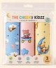 The Cheeky Kidzz Baby Premium Ultra Soft Absorbent Multipurpose Muslin Printed Design Towel Hanky For Daily Use Burp Cloth Cotton Reusable Hankies Napkins For Bath & Face Cleaning (PACK OF 3)