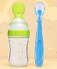The Cheeky Kidzz Baby Spoon Shape Feeding 90ml Bottle With Soft Silicone Feeding Spoon BPA Free (GREEN-BLUE)