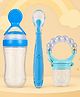 The Cheeky Kidzz Baby 1 Spoon Feeding 90ml Bottle With 1 Silicone Tip Feeding Spoon And 1 Musical Rattle Fruit Feeder Soother Nibbler Sucker Teether BPA-Free (BLUE)