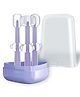 Tinny Tots Baby Manual Toothbrush 3 In 1 Silicone Toothbrush Set| Tongue Cleaner + U Shape Toothbrush + Toothbrush For Everyday Use BPA Free (PURPLE)