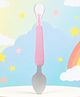 Tinny Tots Baby Double Head Bendable Silicone Spoon With Other Side Stainless Steel Scraping Mud Feeding Spoon BPA Free (PINK)