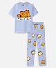 Nap Chief Cotton Blend Knit Garfield Featuring Half Sleeves Character Printed Tee & Pajama Night Suit - Light Blue