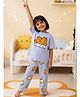 Nap Chief Cotton Blend Knit Garfield Featuring Half Sleeves Character Printed Tee & Pajama Night Suit - Light Blue