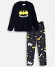 Nap Chief Cotton Blend Knit DC Comics Featuring Half Sleeves Batman Printed Tee & Pajama Night Suit - Black