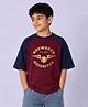 Nap Chief Cotton Blend Knit Warner Bros Featuring Half Raglan Sleeves Harry Potter Hogwarts Quidditch Text Printed Tee - Dark Maroon