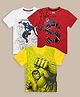 Kidsville Cotton Knit Pack Of 3 Marvel Avengers Featuring Half Sleeves The Incredible Hulk & Spiderman Printed Tees - Red White & Yellow