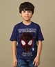 Kidsville Cotton Knit Marvel Avengers Featuring Half Sleeves Reversible Sequins Embellished Spider Man Designed Tee - Blue