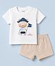 marshmallows Knitted Half Sleeves Animal & Nautical Theme Printed T-Shirt & Shorts Set - White
