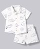 marshmallows Cotton Knitted Half Sleeves Co-ord Shirt & Shorts Set With Animals Print - White