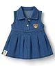 marshmallows Cotton Knit Sleeveless Frock With Bear Embroidery - Navy Blue