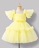 Babyhug Mesh Woven Half Sleeves Solid Party Dress With Corsage - Yellow