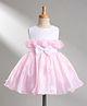 Babyhug Organza Woven Sleeveless Party Frock With Bow Applique - Pink & White