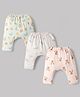 Pink Rabbit Sinker Knit Full Length Diaper Leggings with Animals Print Pack of 3 - Mint Pink & Light Grey