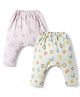 Pink Rabbit Sinker Knit Full Length Diaper Leggings with Animals Print Pack of 2 -Pink & Meant