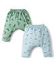Pink Rabbit Sinker Knit Full Length Diaper Leggings with Dino & Animal Face Print Pack of 2 - Light Green & Light Blue