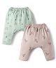 Pink Rabbit Sinker Knit Full Length Diaper Leggings with Beach & Cycle Print Pack of 2 - Light Green & Grey