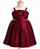Babyhug Satin Woven Sleeveless Pleated Party Dress With Bow Applique & Embellishment - Wine