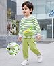Mark & Mia Cotton Full Sleeves Striped & Dino Printed Winter Wear Suit - Lime Green