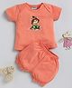 Wonderchild Half Sleeves Kitten Printed Tee & Shorts Set - Peach
