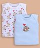 Wonderchild Pack Of 2 Sleeveless Teddy Bear Embroidered & Printed Vests - Blue & White