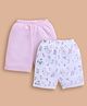 Wonderchild Pack Of 2 Solid & Kitten Printed Shorts - Pink & White