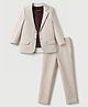 Pine Kids Knit Full Sleeves Solid Shirt Pant Set With Blazer - Beige