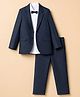 Pine Kids Knit Full Sleeves 3 Piece Party Suit With Bow - Blue