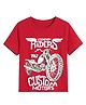 Be Perfect Cotton Woven Half Sleeves Motorcycle Printed Tee - Red