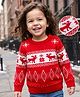 Mark & Mia Knit Full Sleeves Jacquard Pullovers with Reindeer Design - Red