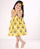 Lil' Drama Cotton Knit Sleeveless Floral Printed Dress - Yellow
