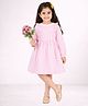 Lil' Drama Cotton Knit Full Sleeves Frill Detailed & Striped Dress - Pink