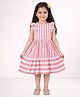 Lil' Drama Cotton Knit Cap Sleeves Striped Dress - Red
