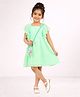 Lil' Drama Georgette Knit Sleeveless Ruffle Detailed & Swiss Dots Embroidered Dress - Green
