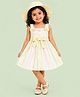 CANDY HOUSE Muslin Woven Sleeveless Striped Dress With Hat - Multi Colour
