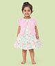 CANDY HOUSE Cotton Woven Sleeveless Bunny & Mouse Printed Dress With Shrug - Multi Colour