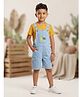Kiddopanti Denim Woven Sleeveless Pear Printed Dungaree - Ice Wash Blue