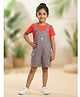 Kiddopanti Denim Woven Sleeveless Mushroom Printed Dungaree - Light Grey