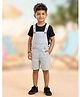 Kiddopanti Denim Woven Solid Dungaree - Ice Wash Blue