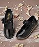 Freeplay Floral Applique Detailed Velcro Closure  Ballerinas - Black