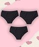 NUSYL Bamboo Fiber Pack Of 3 Solid Period Panties - Black
